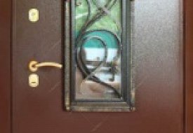 Входная металлическая дверь с окном и ковкой ДО-7