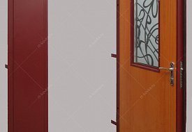 Дверь перегородка с окном и ковкой ДО-6 металлическая