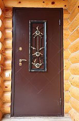 Входная металлическая дверь на сруб с ковкой ДС-1