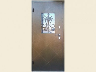 Входная металлическая дверь с ковкой и окном ДО-8